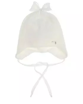 Белая шерстяная шапка с бантиком Il Trenino детская