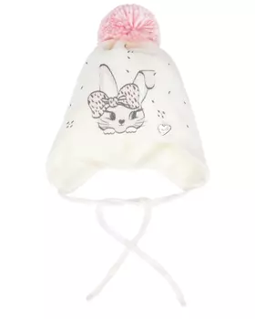 Белая шерстяная шапка с принтом "заяц" Il Trenino детская