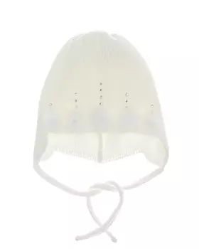 Белая шерстяная шапка со стразами Joli Bebe детская