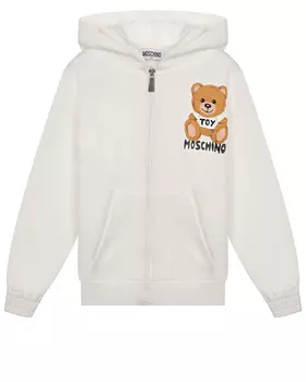 Белая спортивная куртка патчем "медвежонок" Moschino детская