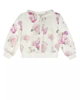 Белая спортивная куртка с цветочным принтом Monnalisa детская