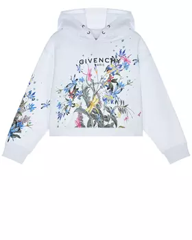 Белая толстовка-худи с цветочным принтом Givenchy детская