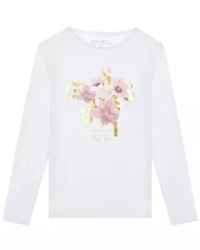 Белая толстовка с цветочным принтом Guess детская