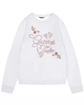 Белая толстовка с лого из стразов Guess детская