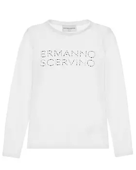 Белая толстовка с логотипом из страз Ermanno Scervino детская