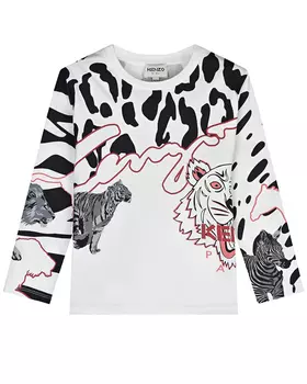 Белая толстовка с пятнистым принтом KENZO детская