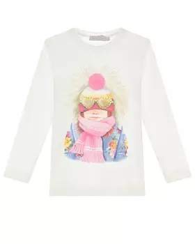 Белая толстовка с принтом "девочка" Monnalisa детская