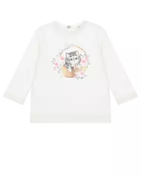 Белая толстовка с принтом "котенок" Monnalisa детская