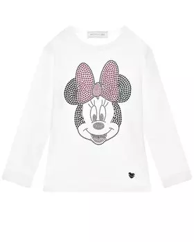 Белая толстовка с принтом "Минни Маус" со стразами Monnalisa детская