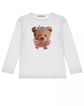 Белая толстовка с принтом "мишка с бантом" Monnalisa детская