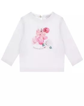 Белая толстовка с принтом "парфюм" Monnalisa детская