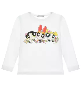 Белая толстовка с принтом "powerpuff girls" Monnalisa детская