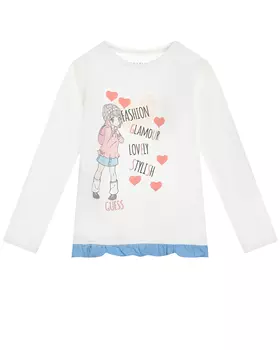 Белая толстовка с принтом "сердечки" Guess детская