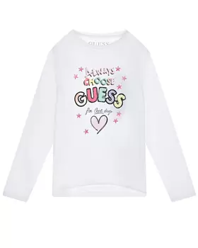 Белая толстовка с разноцветным лого Guess детская