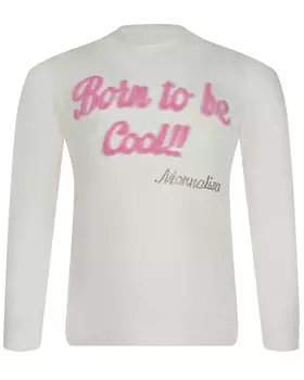 Белая толстовка с розовой надписью Monnalisa детская