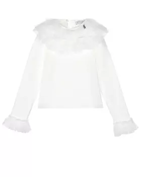 Белая толстовка с рюшами на воротнике Monnalisa детская