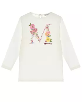 Белая туника с цветочным принтом Monnalisa детская