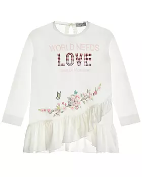 Белая туника с оборкой Monnalisa детская