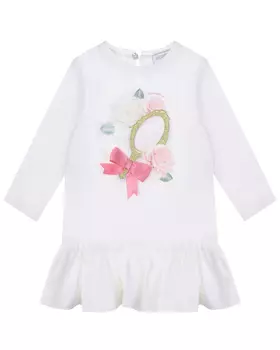 Белая туника с принтом "зеркальце" Monnalisa детская