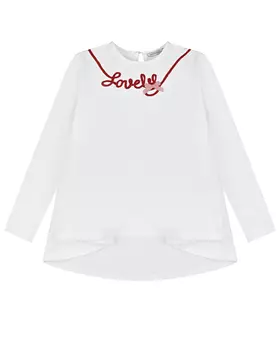 Белая туника с вышивкой "Lovely" Monnalisa детская
