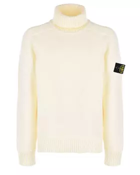 Белая водолазка с логотипом на рукаве Stone Island детская
