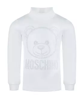 Белая водолазка с медвежонком из страз Moschino детская