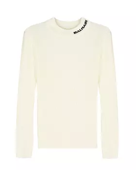 Белая водолазка с вышивкой Balmain детская