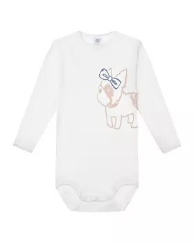 Белое боди с принтом "собака" Sanetta детское