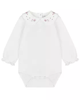 Белое боди с вышивкой на воротнике Tartine et Chocolat детское