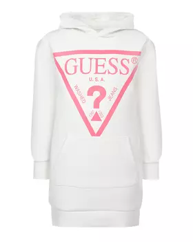 Белое платье-худи с лого Guess детское