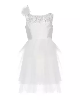 Белое платье с аппликацией "цветок" Monnalisa