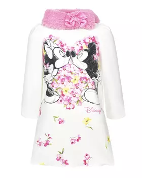 Белое платье с розовым воротником Monnalisa детское