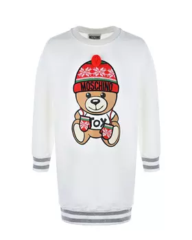 Белое платье-толстовка Moschino детское