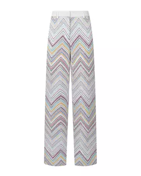 Белые брюки с разноцветными зигзагами из пайеток Missoni