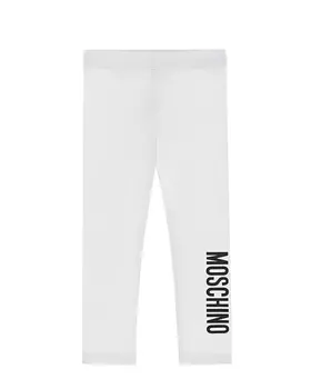 Белые леггинсы с логотипом Moschino детские