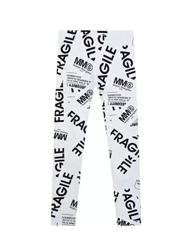 Белые леггинсы с принтом "Fragile" MM6 Maison Margiela детские