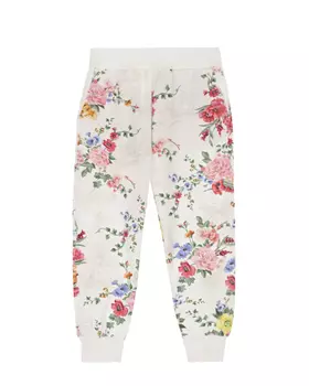 Белые спортивные брюки с цветочным принтом Monnalisa детские