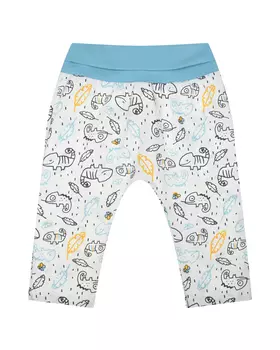 Белые спортивные брюки с принтом "хамелеоны" Sanetta Kidswear