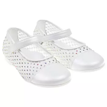 Белые туфли со стразами на сетке Missouri детские