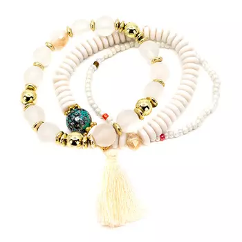 Белый браслет с кисточкой Tais детский