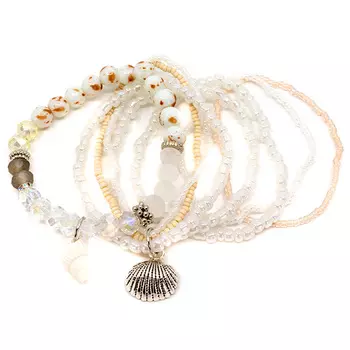 Белый браслет с ракушками Tais детский