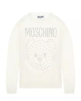 Белый джемпер с медвежонком из стразов Moschino детский