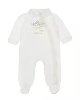 Белый комбинезон с короной из страз La Perla детский
