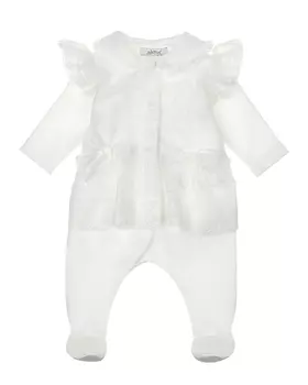 Белый комбинезон с кружевными бантами Aletta детский