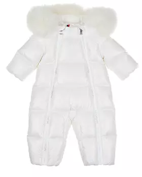 Белый комбинезон с меховой оторочкой Moncler детский