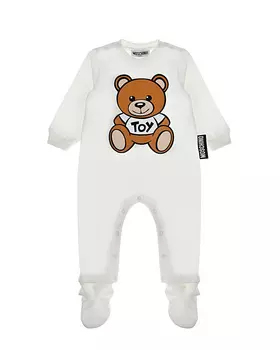Белый комбинезон с отстегивающимися пинетками Moschino детский