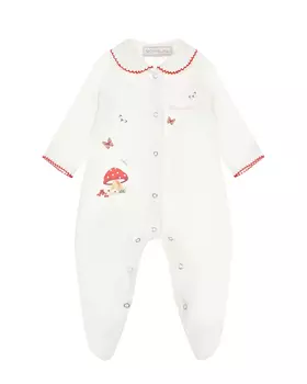 Белый комбинезон с принтом "грибы" Monnalisa детский
