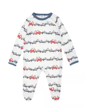 Белый комбинезон с принтом "машинки" Sanetta детский