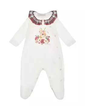 Белый комбинезон с воротником в клетку Monnalisa детский