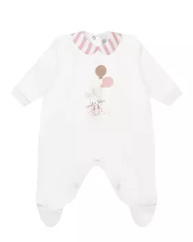 Белый комбинезон с воротником в полоску Marlu